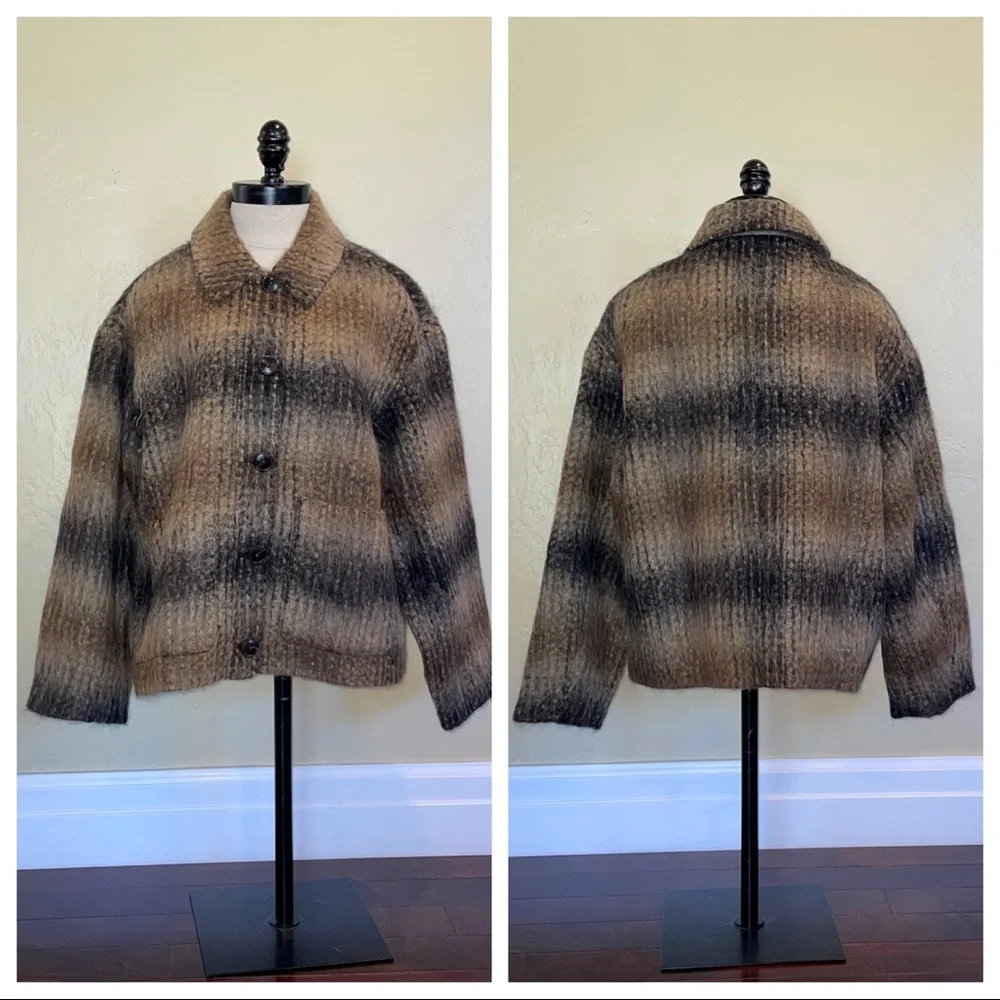 Madewell Kenwick Jacket in Plaid Brown Tan Size Medium - Picture 1 of 12